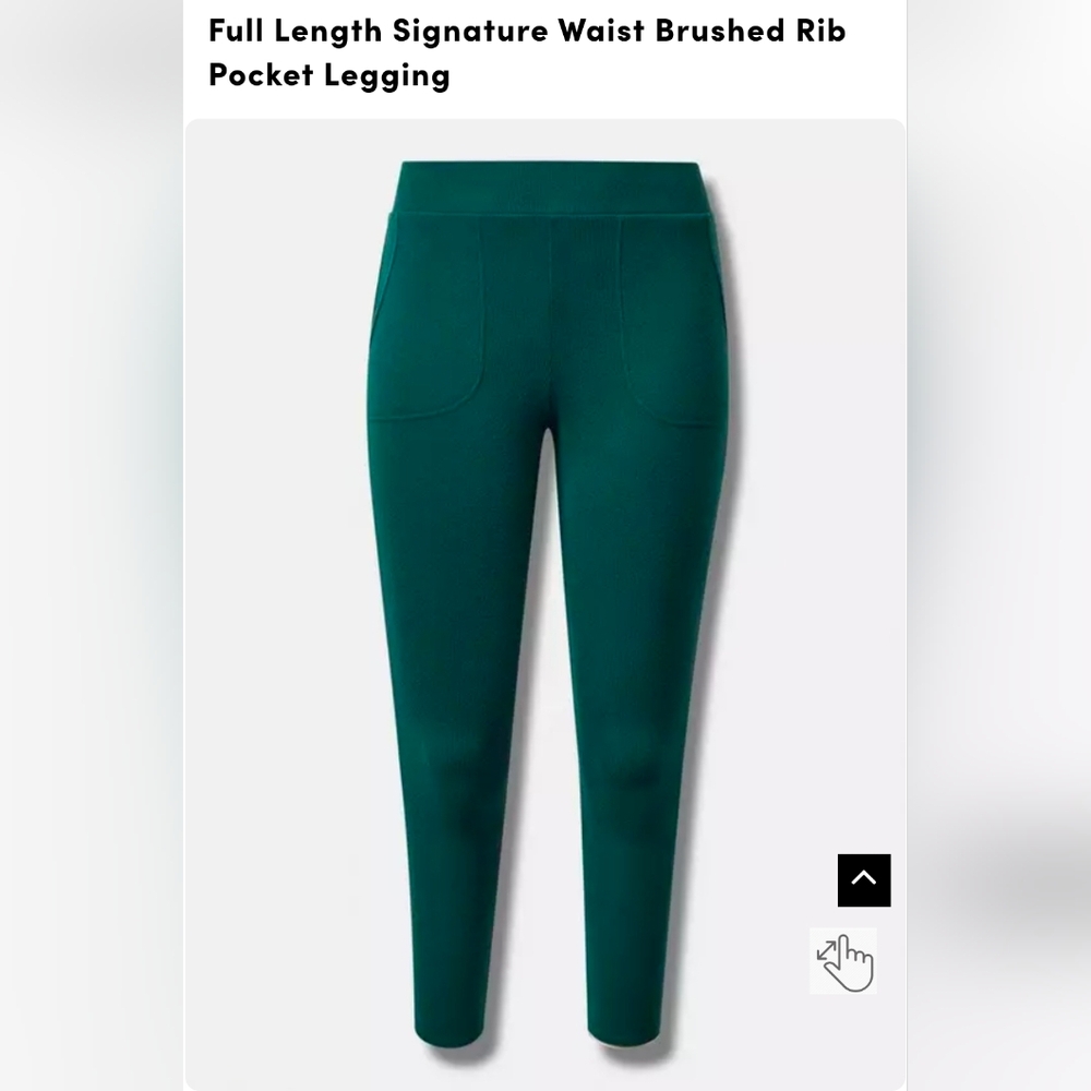 Torrid 2 Botanical Green Ribbed Pocket Leggings, Plus Size 2X, 2XL, EUC